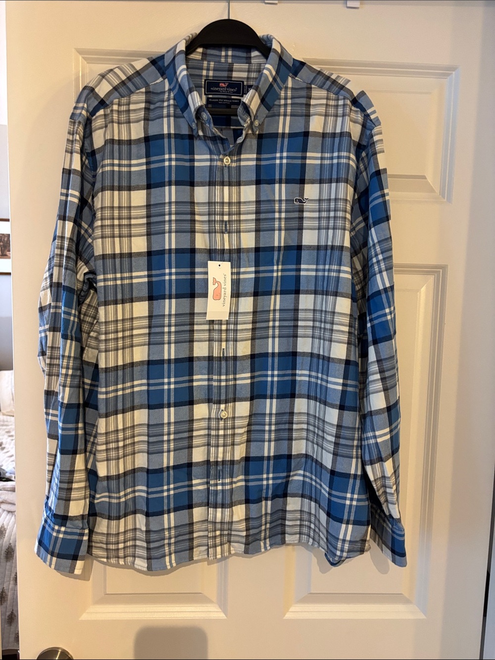 Vineyard Vines Blue and White Plaid Button-Down Shirt